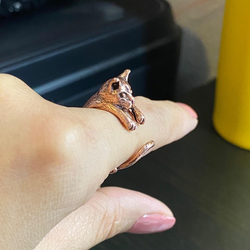 Brass Cat Open Ring,Silver Adjustable Ring,Silver… - image 3